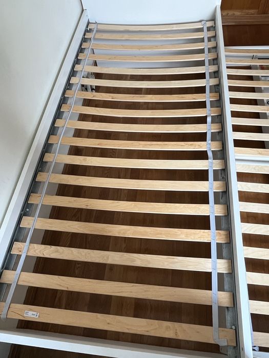 Cama individual c/cama-gaveta + arrumação, branco, 90x200 cm