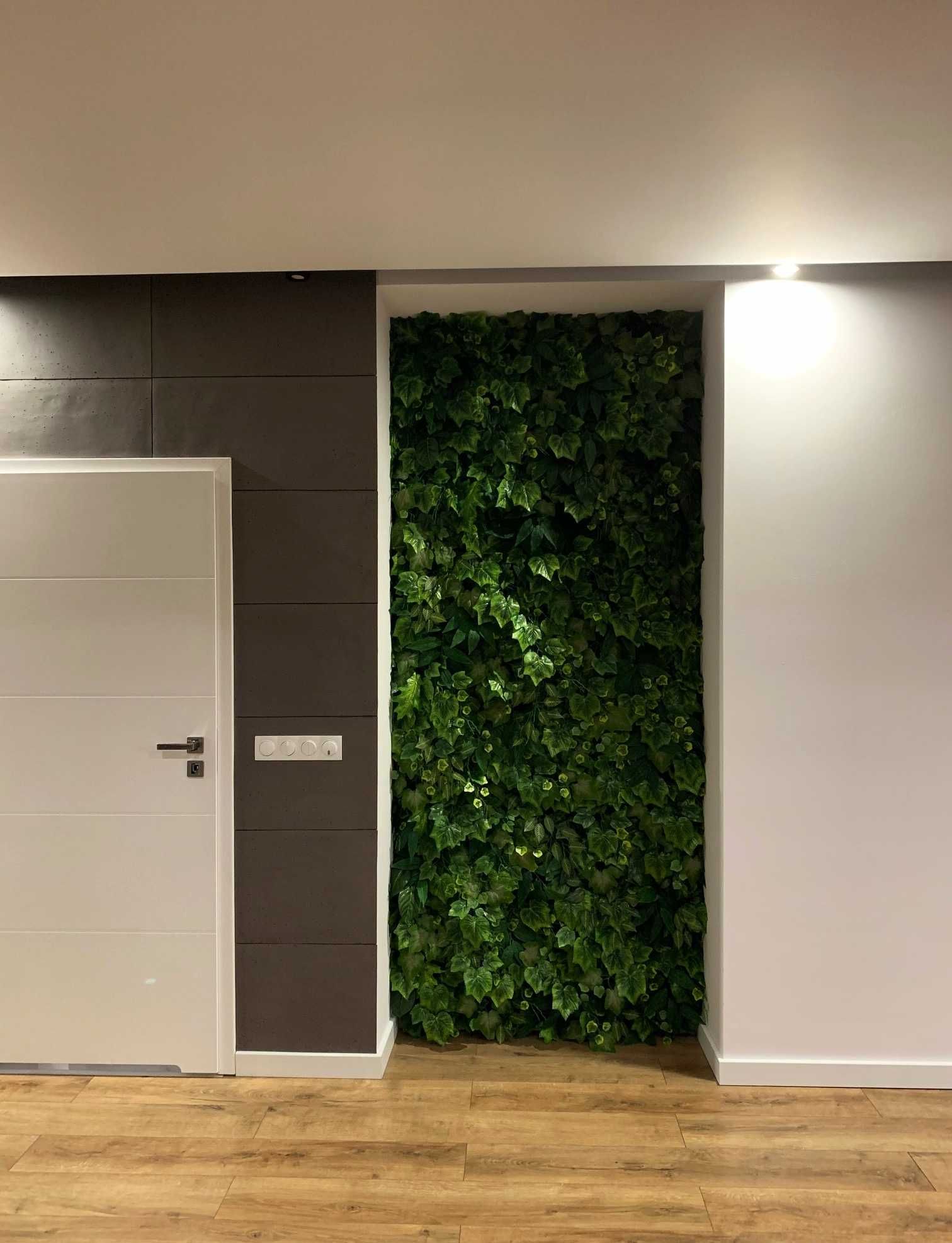 Zielone ściany ze sztucznych roślin, mchu oraz roślin stabilizowanych