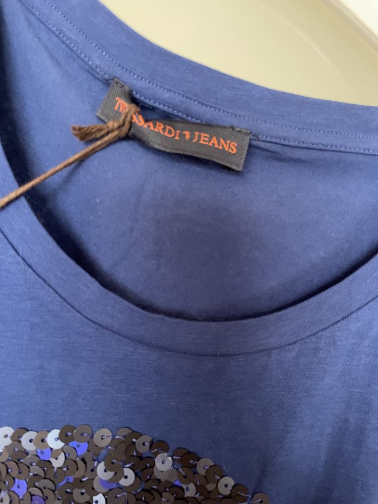 Granatowa niebieska koszulka t-shirt Trussardi Jeans Xs M S