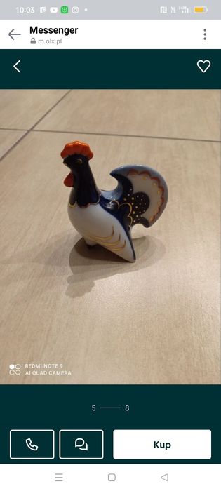 Łomonosow Ussr kura,kogut figurka z porcelany