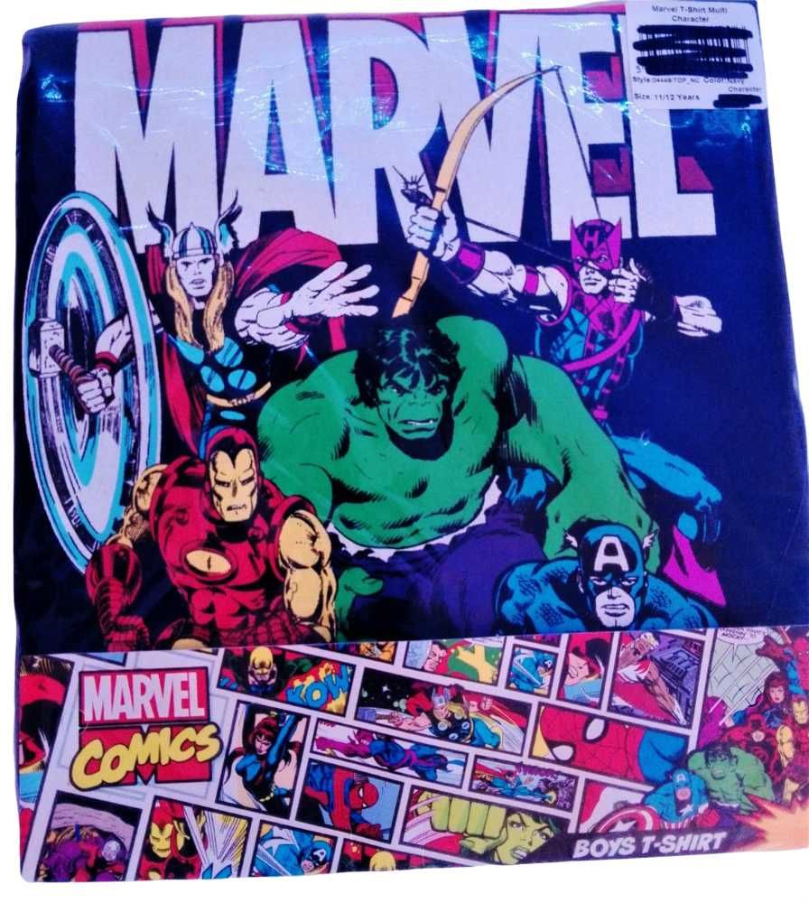 T-shirt Marvel Comics Rapaz Spider Man Hulk Iron Man Azul