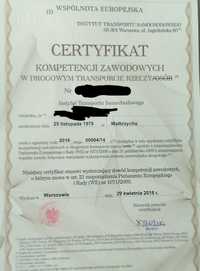 Certyfikat kompetencji zawodowych Licencja