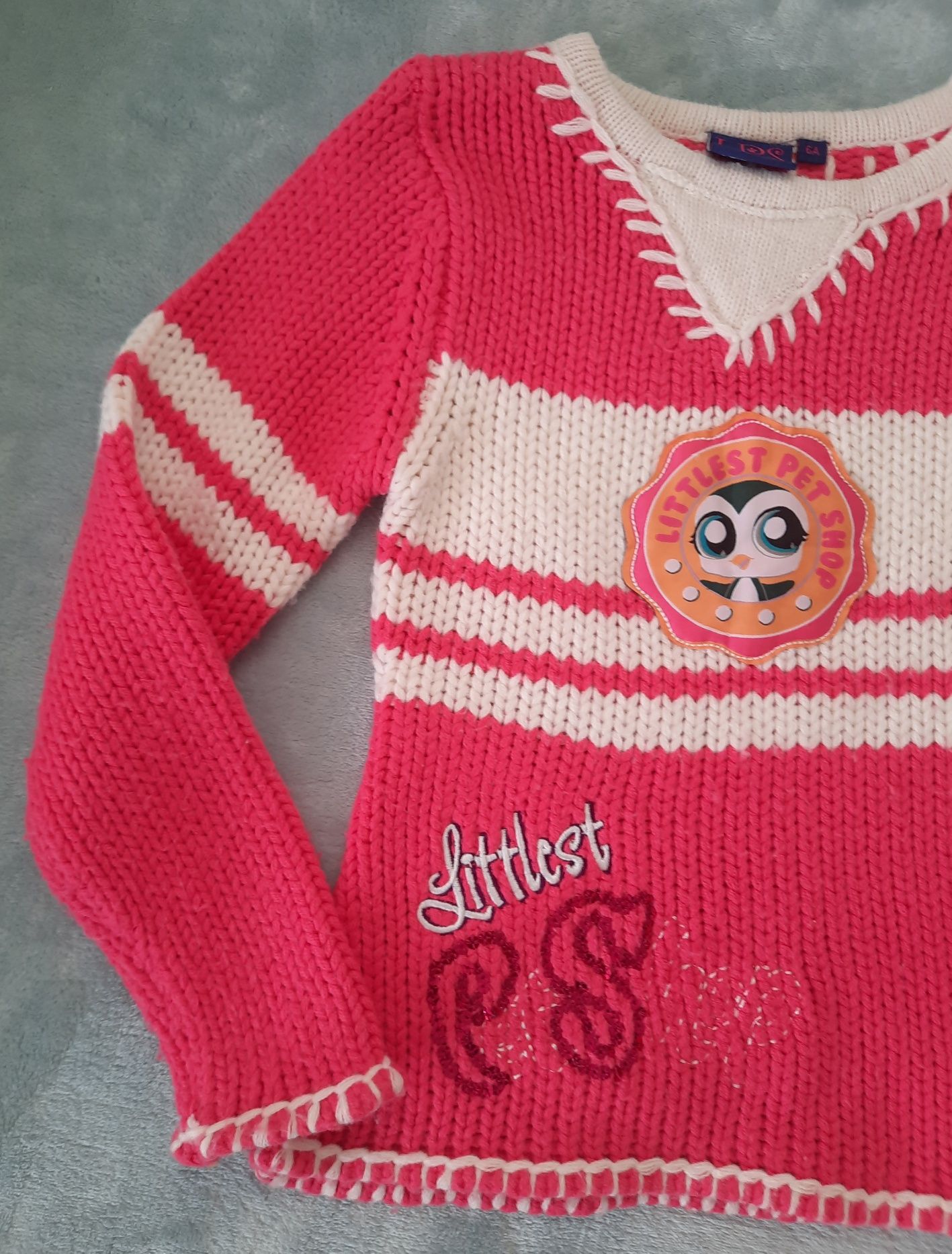 Sweter dziewczęcy rozm. 116  Littlest Pet Shop używany