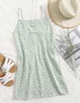 Sukienka boho mietowa w kwiatki S
