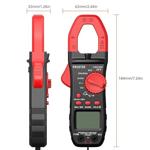 Proster 600A cyfrowy klips amperometryczny ncv