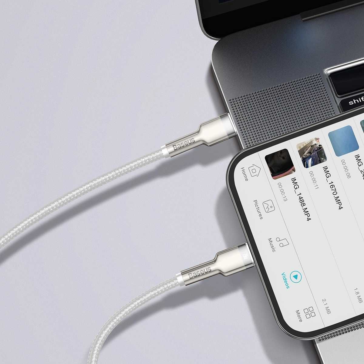 Kabel Baseus Cafule Metal Data USB-C / Lightning 20W PD 1 m - biały