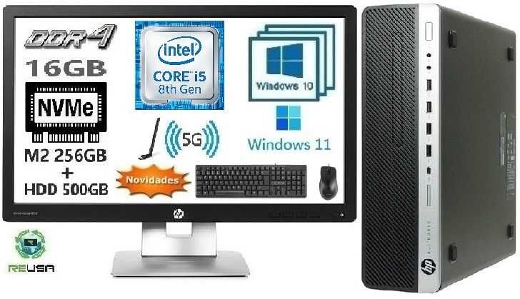 Pack Office 8Gª HP-G4+LCD 22"|I5-8500-4.1G|16G|M2-256+HD500|5G|W10|W11