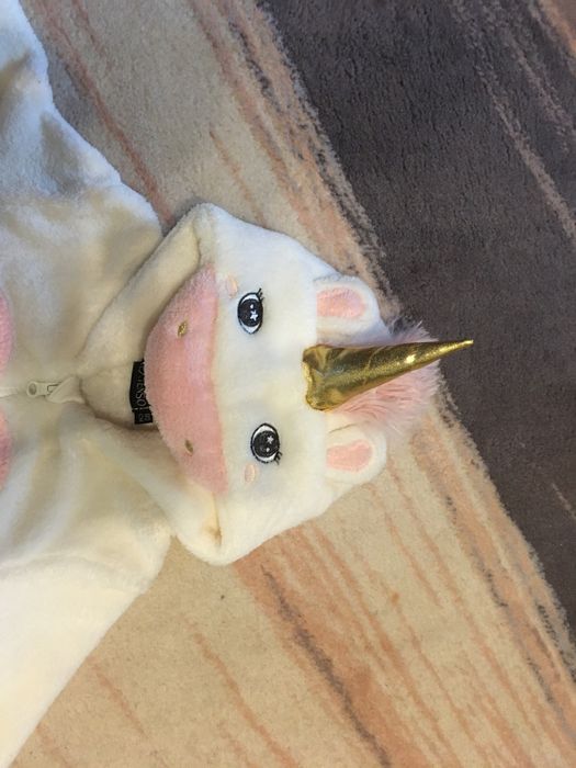 Jednorożec kombinezon pajac strój biały 80