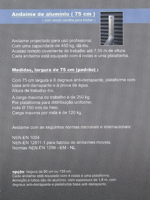 Andaimes novos a estriar (certificados CE)
