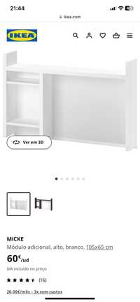 IKEA | MICKE | Módulo adicional secretária | branco