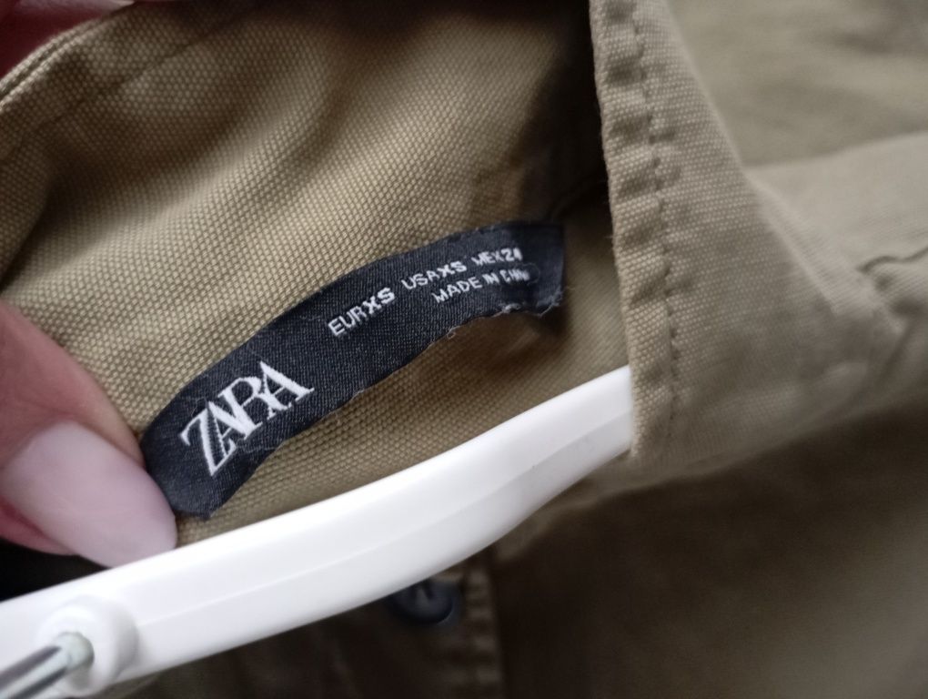 ZARA XS-M owersizowa kurtka jeansowa khaki