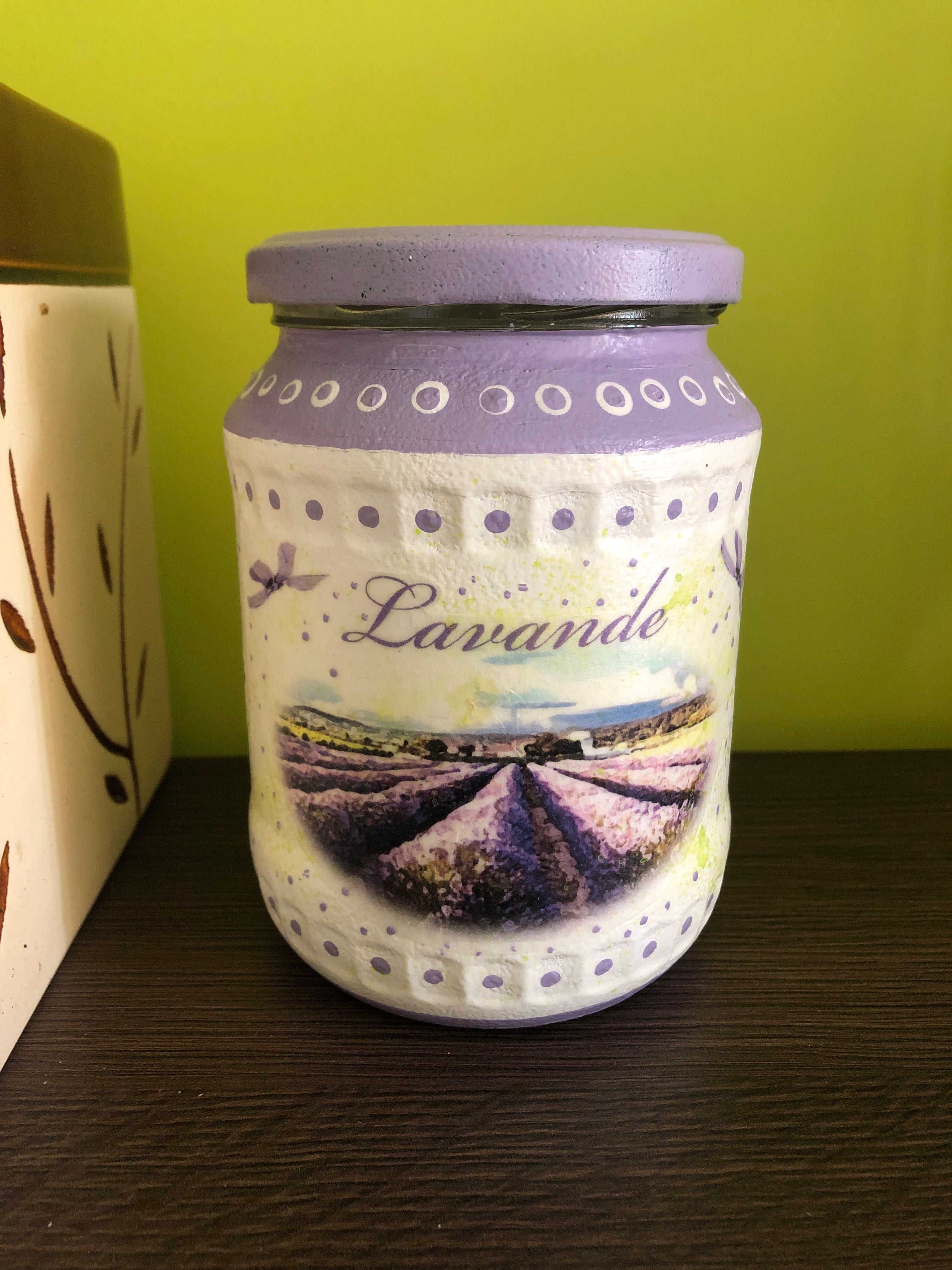Pojemnik Lawenda1 decoupage handmade