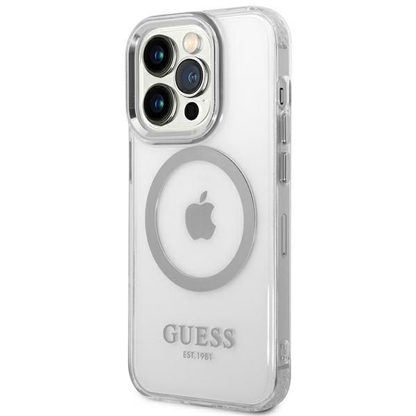 Etui Guess Metal Outline Magsafe do iPhone'a 14 Pro 6,1" - Srebrne