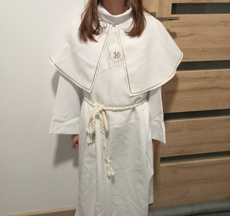 Alba komunijna dla dziewczynki, narzutka, wianek, torebka ok 134