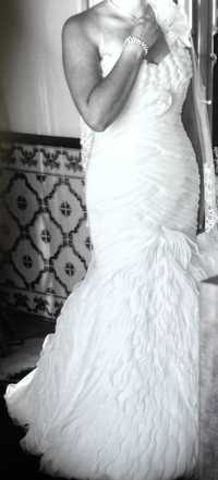 Vestido Original PRONOVIAS sereia + Fato completo de noivo + véu renda