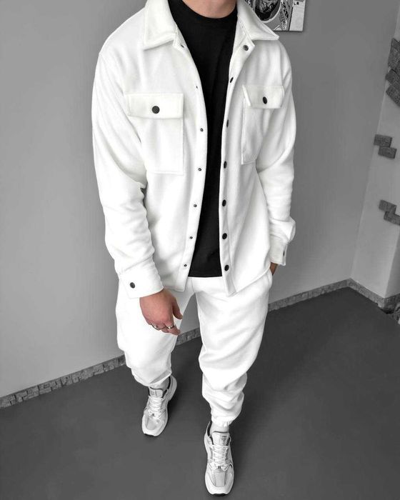 Теплий чоловічий флісовий комплект (сорочка-куртка та джогери)