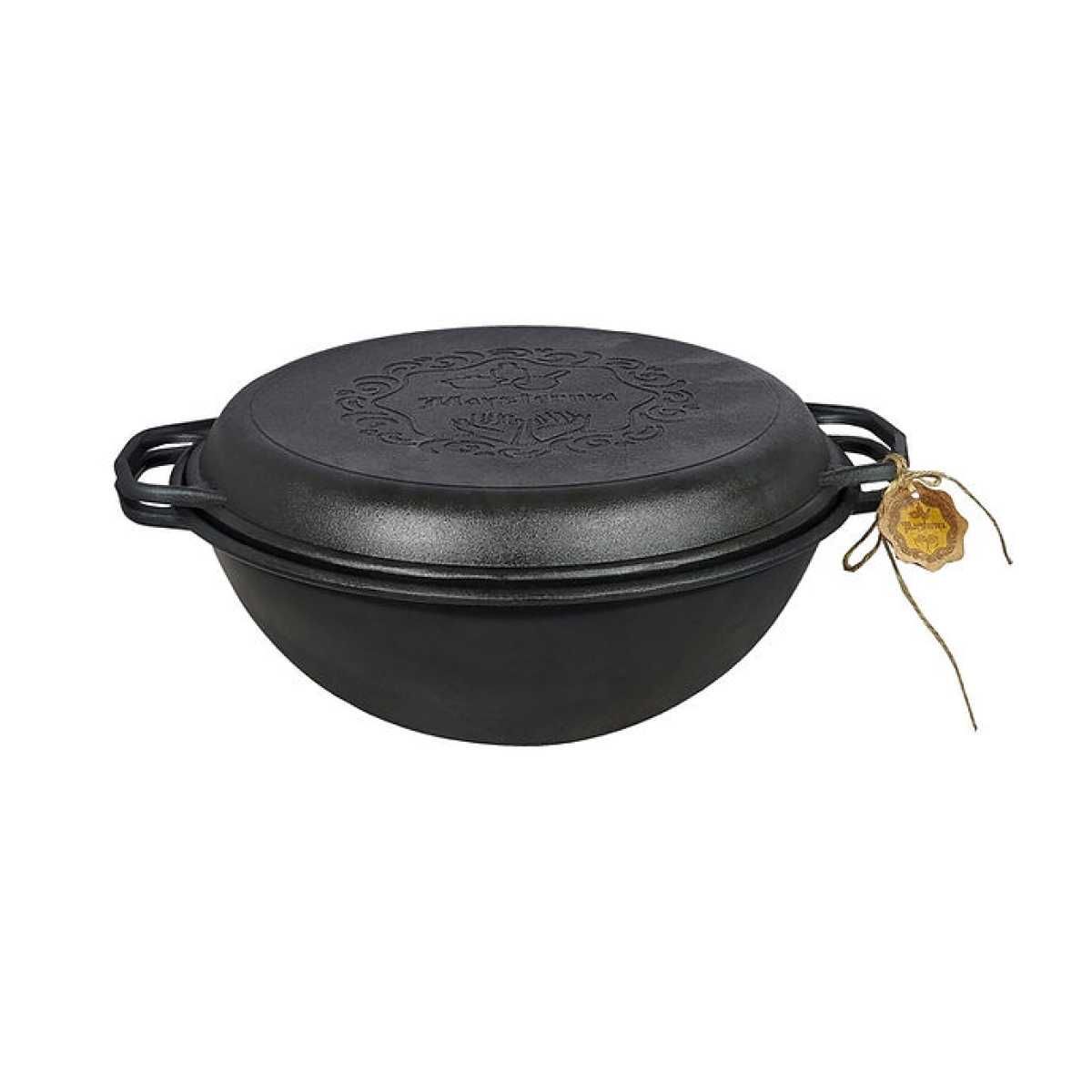 Казан чавунний з кришкою-сковородою Wok 8,12,15,18л Казан узбецький