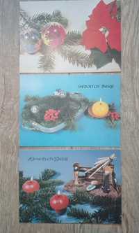 3 pocztówki / Boże Narodzenie / PRL