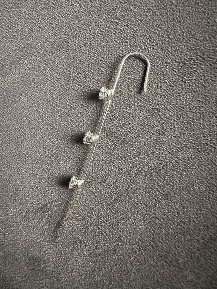 Nowa srebrna nausznica z cyrkoniami 1 kolczyki na całe ucho