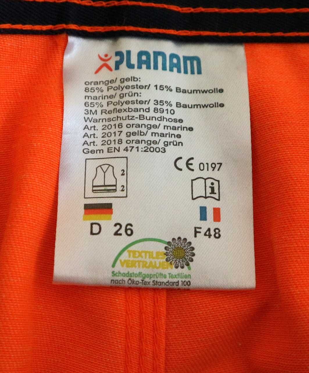 Planam spodnie robocze ostrzegawcze XL