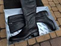 NOWE Buty-Kozaki OFICERKI Damskie39 Natural Skóra100% CZARNE Klasa Gw6