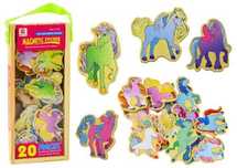 Magnesy drewniane jerdnorożce 20szt Leantoys pudełko,298x137 mm