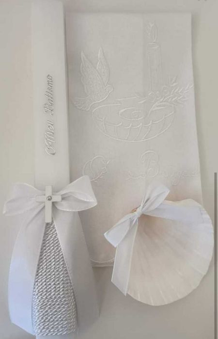 Conjunto Batismo (Vela, Toalha e Concha)