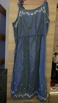 Sukienka ciążowa niebieska na wiązanych ramiączkach 38