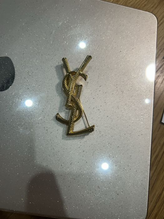 Nowa złota broszka YSL 7 cm