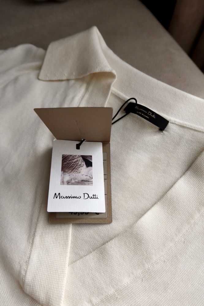 Поло топ біла майка із бавовни білий massimo dutti бежевий з льону хs