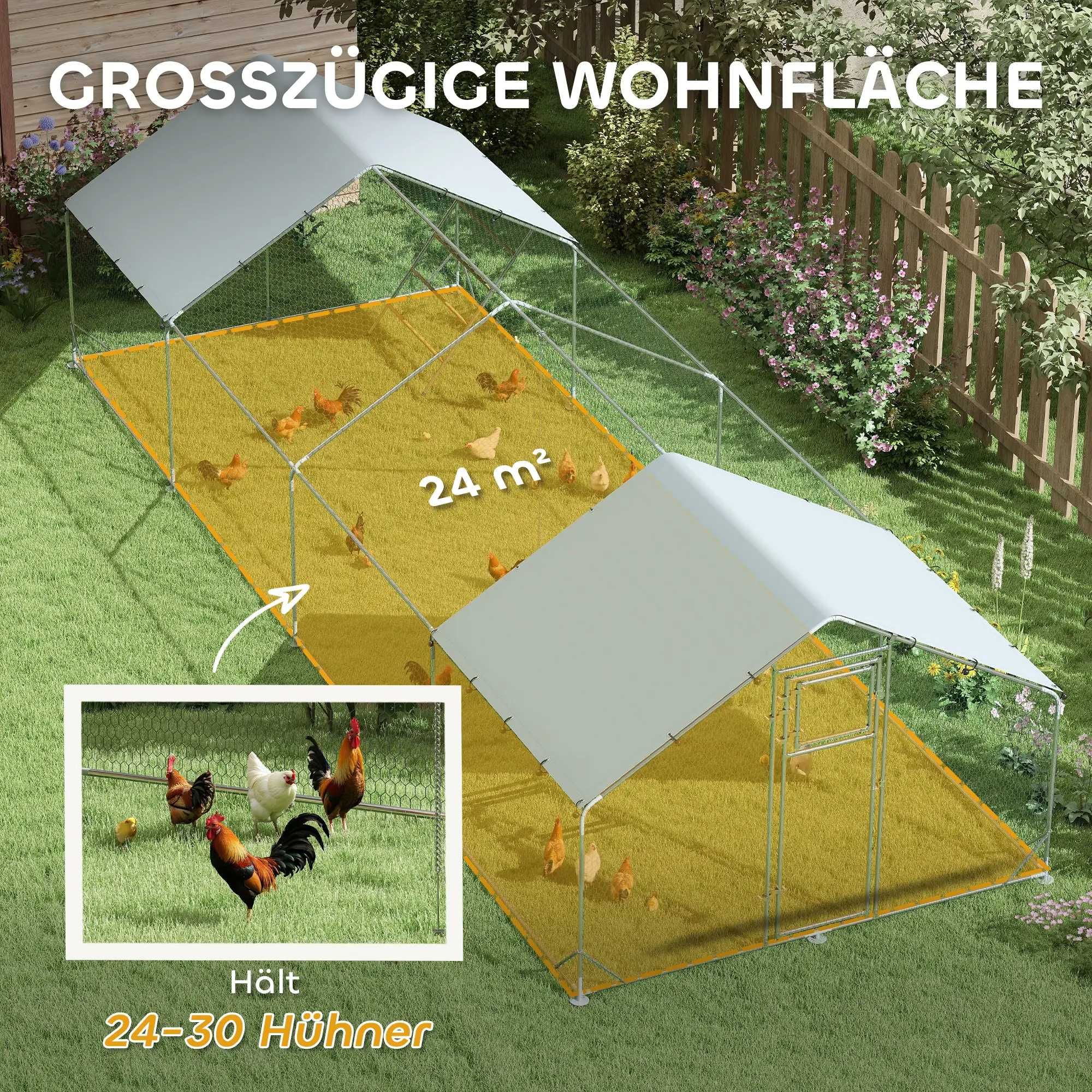 Kurnik Wybieg dla Kur XXL 3x8m 24m2 24-30 kur OCYNKOWANY MOCNY Woliera