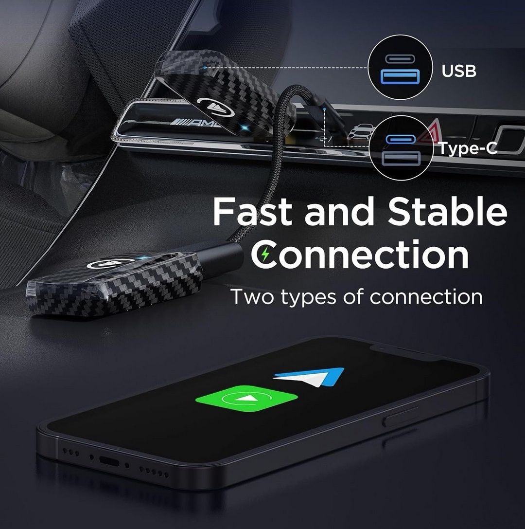 Bezprzewodowy Adapter Carplay & Android Auto, Wireless Stick 2 w 1