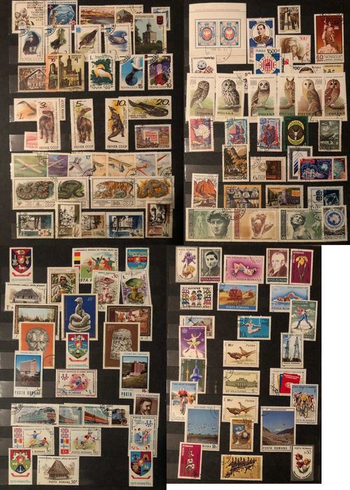 Klaser ze znaczkami (ponad 500 sztuk) z epoki PRL