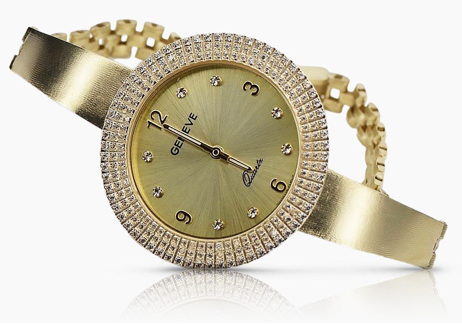 Prześliczny 14k złoty damski zegarek Geneve lw012y Katowice biżuteria