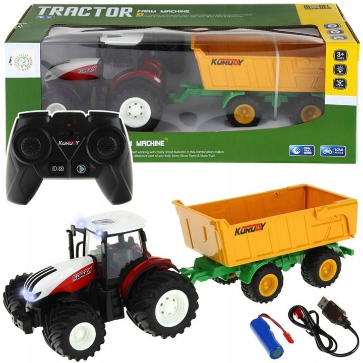 Duży Traktor Zdalnie Sterowany Ciągnik Z Przyczepą Rc Pilot