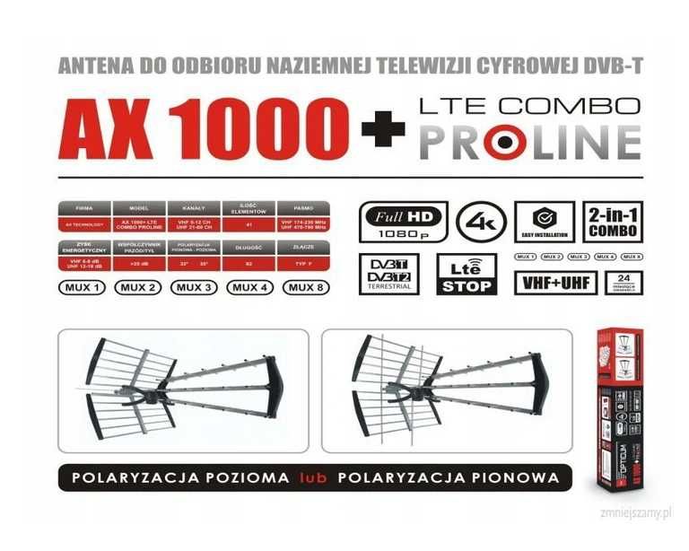 Antena DVB-T Opticum ax1000 COMBO LTE MUX-8 na 1TV