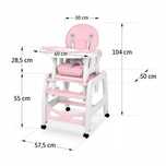 Krzesełko do karmienia ze stolikiem, Ricokids Sinco 5w1 różowe