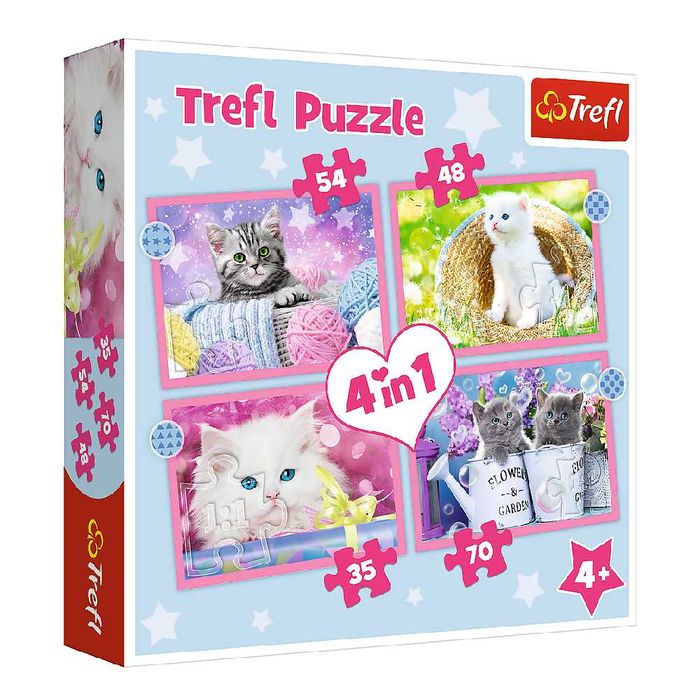 Trefl Puzzle 4w1 Zabawne kotki 34396