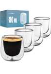 Cosumy 4 szklanki termiczne do espresso o podwójnych ściankach 80 ml