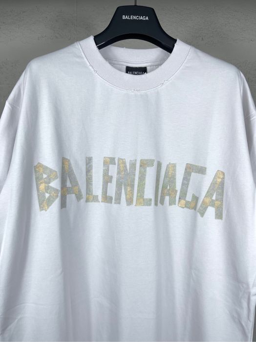 BALENCIAGA tape type футболка мужская женская оригинал унисекс белая