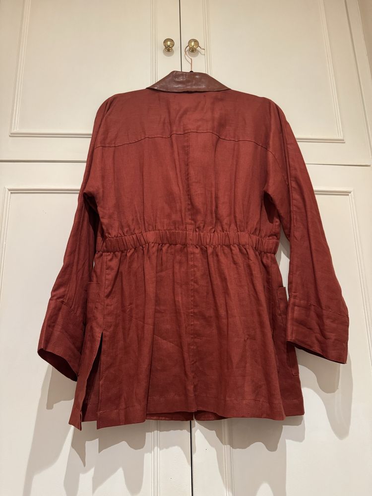 Casaco camisa de linho e couro zara