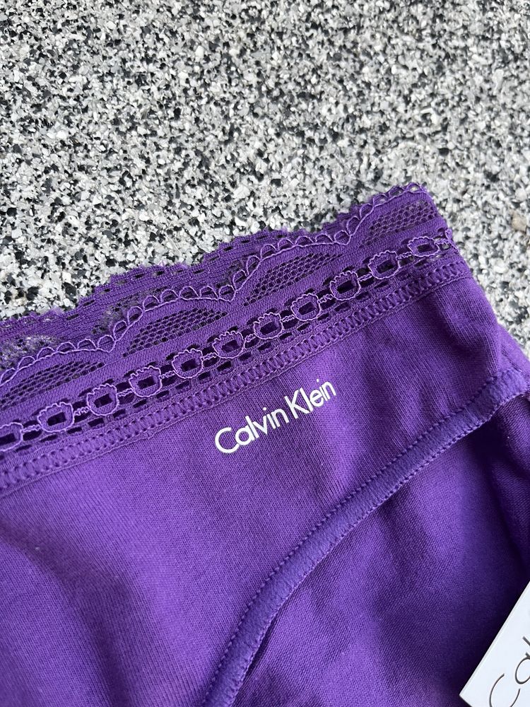 Calvin Klein nowe bawełniane majtki koronka fioletowe ck XS