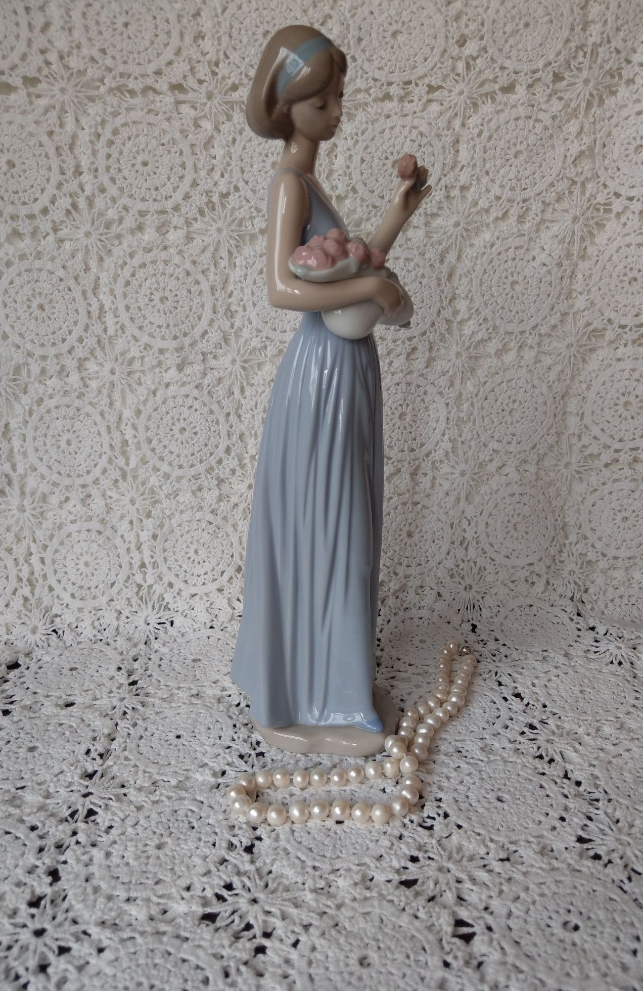 Cudna Lladro Nao Kolekcjonerska Figurka Porcelanowa vintage kwiaty