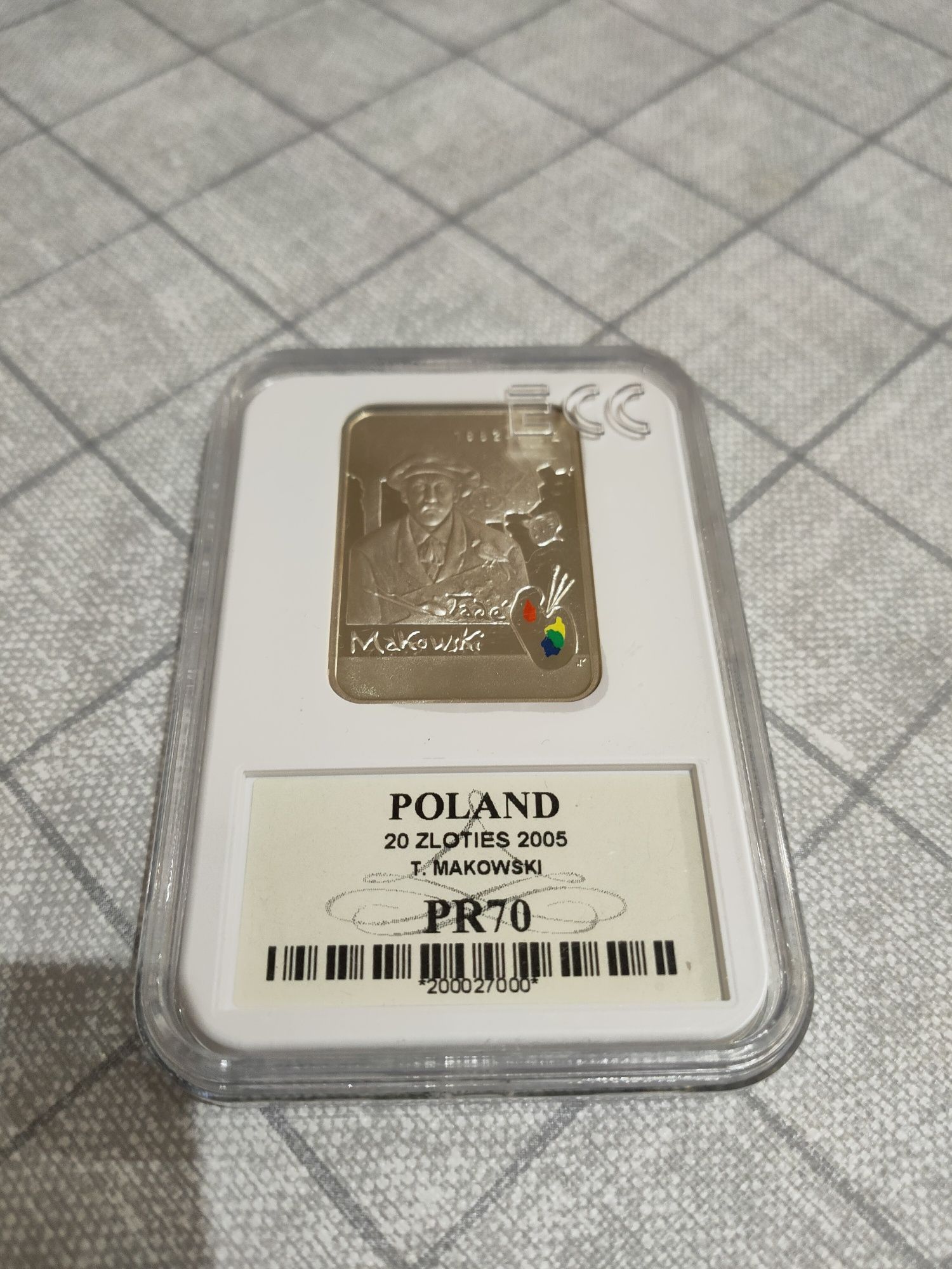 Moneta kolekcjonerska 20zł Tadeusz Makowski 3 sztuki grading PR70