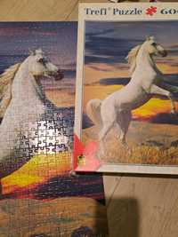 Puzzle Trefl 600 elementów kompletne biały koń zachód Słońca