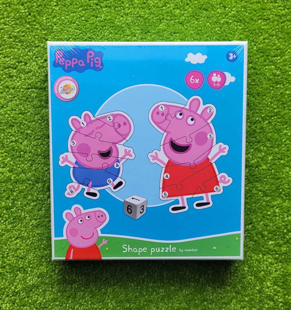 Gra puzzle konturowe z cyframi Świnka Peppa Pig