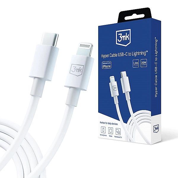 Kabel 3mk Hyper Cable Usb-c / Lightning 20w 1.2m - biały