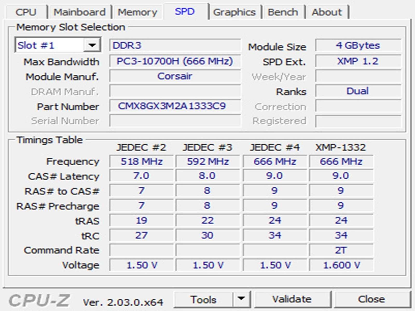 DDR3 8GB CoRsaiR xMs3 10600 -Komputer