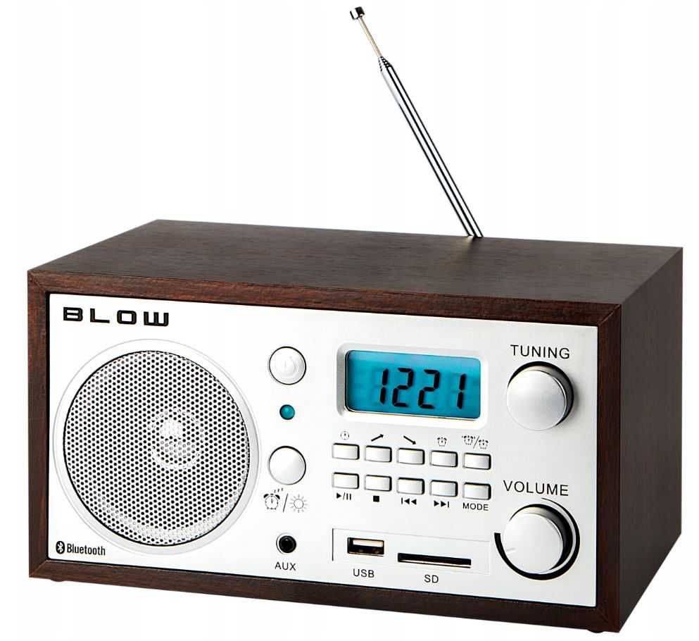 Radio Kuchenne Przenośne FM Głośnik Bluetooth MP3 USB SD Retro Antena