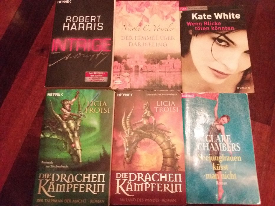 6 Livros variados alemão romance criminal fantasia